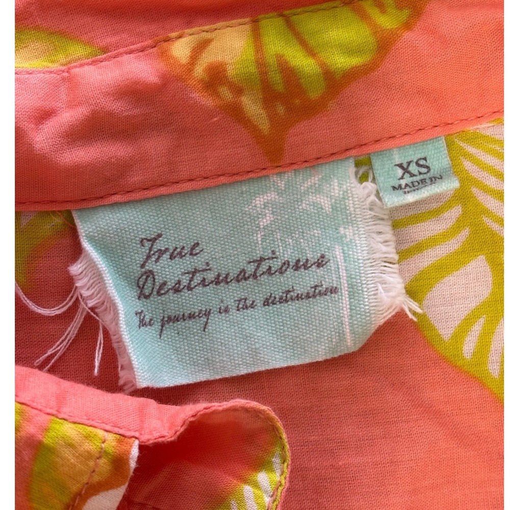 True Destinations Womens Sheer Cotton Tunic Top XS Bright Floral Beach Cover‎ Up - Picture 3 of 8